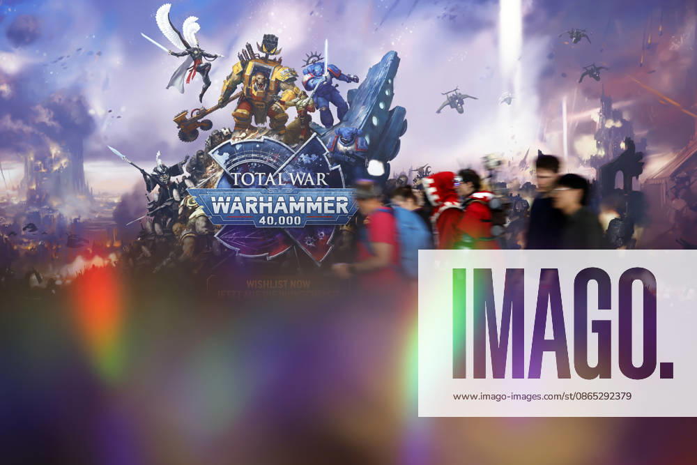 An advertisement for the video game *Total War: Warhammer 40,000* on display at Gamescom 26, the world s largest video game trade show, at Koelnmesse. Featured image, stock photo. Cologne, August 30, 2026. North Rhine-Westphalia, Germany