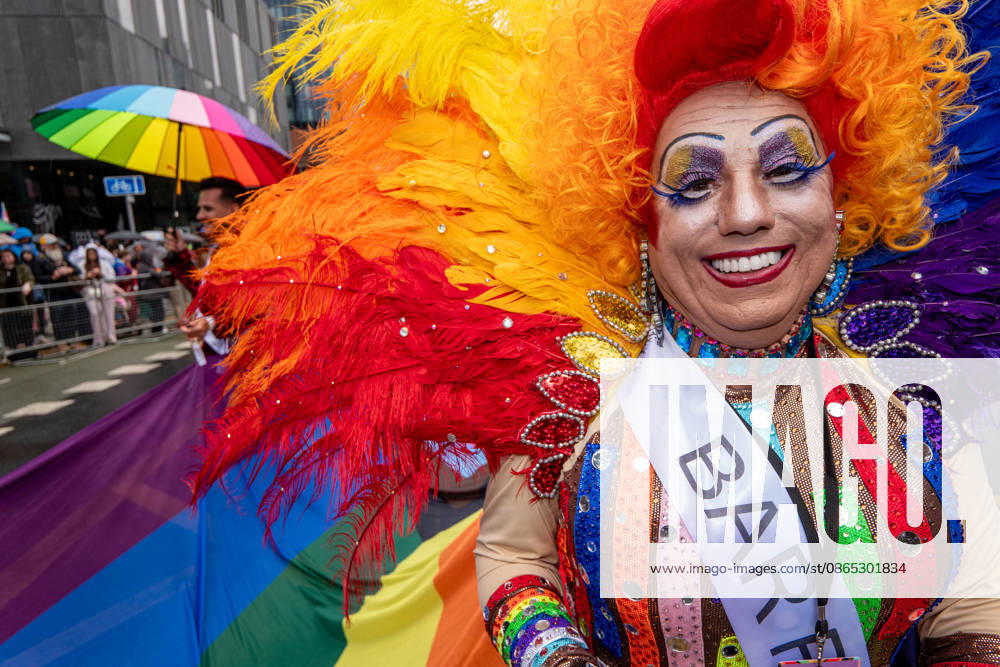 Drag queen braves the rain during the pride parade. Revelers refused to let a heavy downpour dampen their spirits as the annual parade makes its way through the city centre. Despite the torrential rain, the LGBTQ+ community and supporters partied anyway, filling the streets with vibrant colour, music, and joy. The festival has been officially renamed Manchester Village Pride this year, marking a new community-led chapter after the voluntary liquidation and financial collapse of the former organizing company last autumn. Taking part in the celebrations, the newly elected Mayor of Greater Manchester, Bev Craig, actively engaged with parade participants and cheering crowds along the route through ce - ZUMAs197 20260829_aaa_s197_350