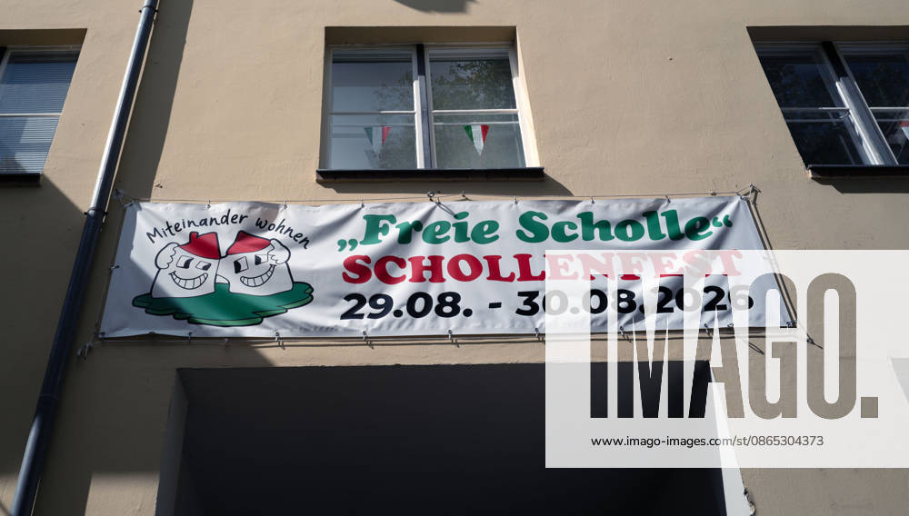 Berlin, Reinickendorf, Tegel neighborhood: Schollenfest at the FREIE SCHOLLE housing development on Waidmannsluster Damm, Egidystraße 30, 08 2026 Tegel