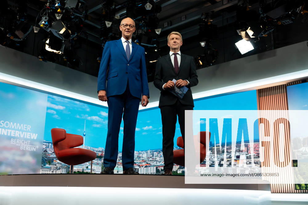 ARD Summer Interview, Federal Chancellor, Friedrich Merz, Berlin, ARD Summer Interview, Federal Chancellor, Friedrich Merz, CDU, Host, Markus Preiß, ARD Berlin Capital Studio, Berlin, GER