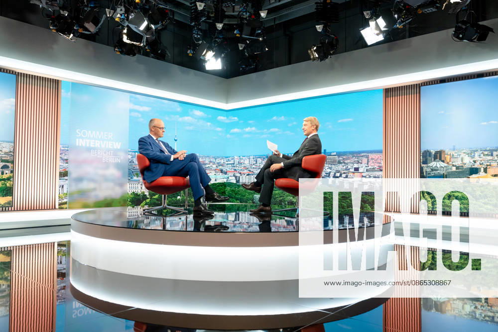 ARD Summer Interview, Federal Chancellor, Friedrich Merz, Berlin, ARD Summer Interview, Federal Chancellor, Friedrich Merz, CDU, Host, Markus Preiß, ARD Berlin Capital Studio, Berlin, GER