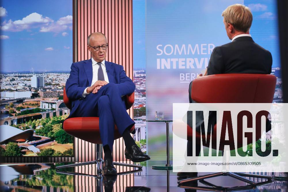 ARD Capital Studio Summer Interview: Federal Chancellor Friedrich Merz (CDU) and Markus Preiß during the interview in the studio