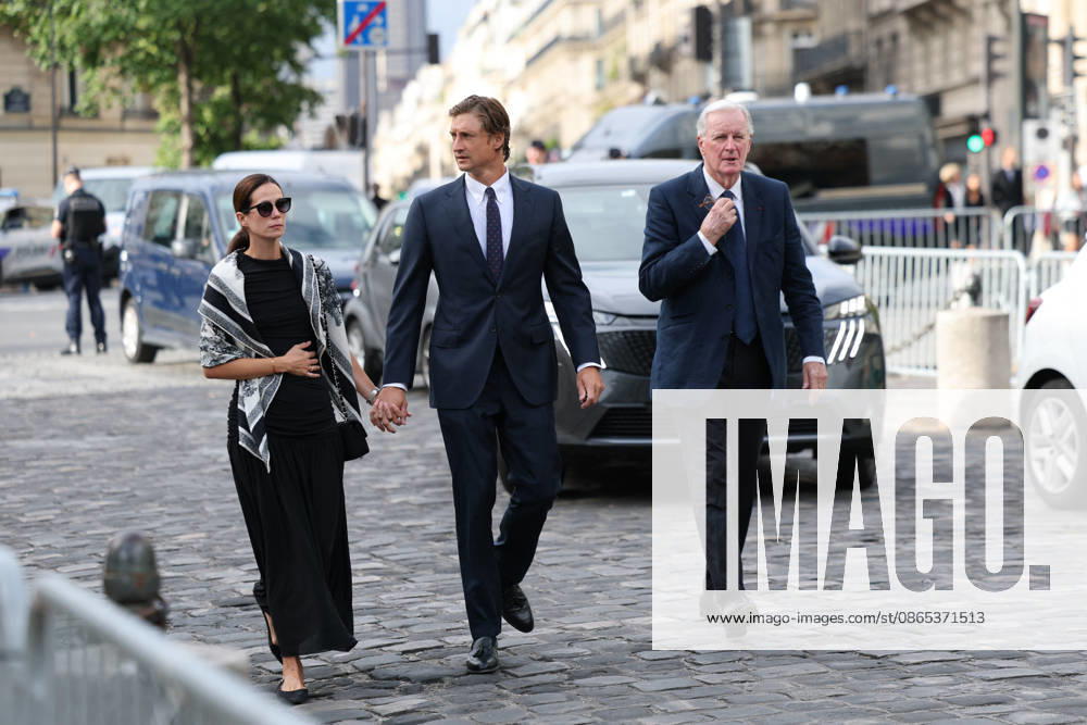Nicolas Altmayer Funeral - Paris Michel Barnier, with his son Nicolas Barnier and his wife Isabelle Altmayer-Barnierduring the funeral of French film producer Nicolas Altmayer at Saint Germain des Pres church in Paris, France on August 31, 2026. He was the co-founder of Mandarin Compagnie, and died in a car accident with his partner, Dior executive Mathilde Favier on August 17, aged 61 and 57, respectively. Photo by Raphael Lafargue ABACAPRESS.COM Paris France