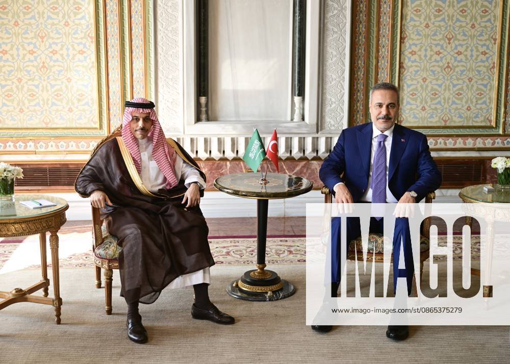 Turkish Foreign Minister Hakan Fidan meets Saudi counterpart Faisal bin Farhan in Istanbul ISTANBUL, TURKIYE - AUGUST 31: Turkish Foreign Minister Hakan Fidan (R) meets with Saudi Arabian Foreign Minister Faisal bin Farhan Al Saud (L) in Istanbul, Turkiye, on the sidelines of the first meeting of the Strategic Political and Defense Committee, established under the Mecca Joint Defense Agreement. Mehmet Futsi Anadolu Istanbul Turkey. Editorial use only. Please get in touch for any other usage.