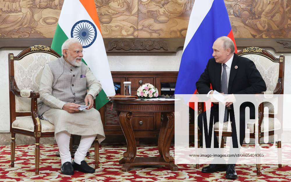 Kyrgyzstan Putin SCO Summit 9231803 31.08.2026 Indian Prime Minister Narendra Modi and Russian President Vladimir Putin attend a meeting on the sidelines of the Shanghai Cooperation Organization (SCO) summit in Bishkek, Kyrgyzstan. Petr Kovalev Sputnik Bishkek Kyrgyzstan