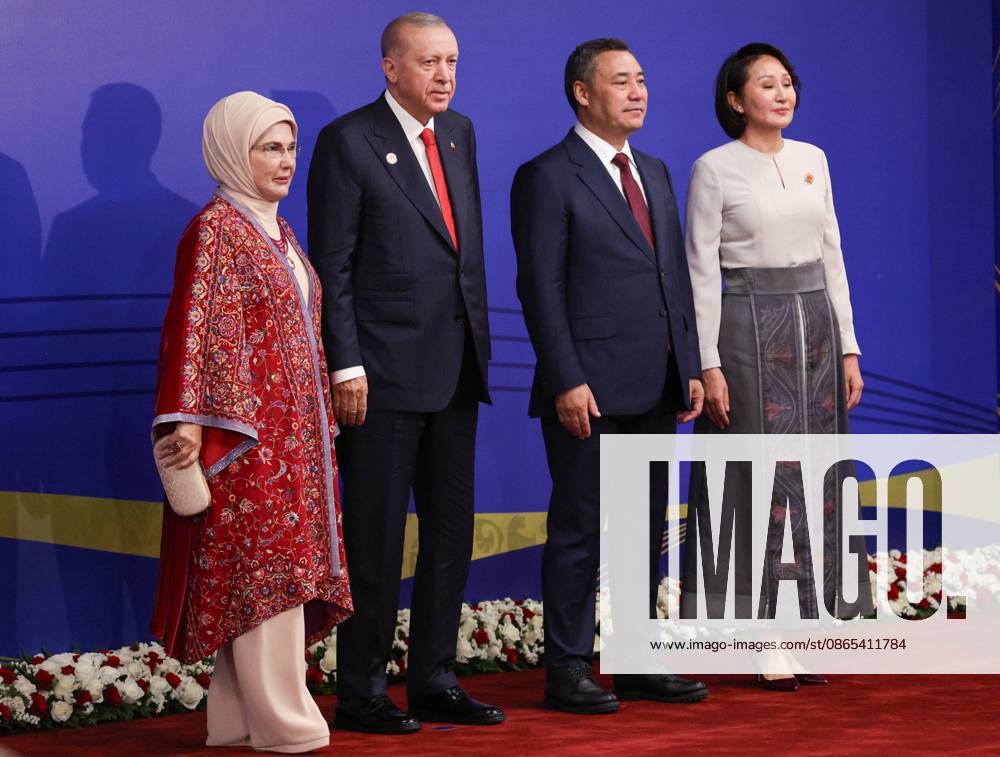 Kyrgyzstan Putin SCO Summit 9231911 31.08.2026 Turkish President Recep Tayyip Erdogan and his spouse Ermine are welcomed by Kyrgyz President Sadyr Japarov and his spouse Aigul Japarova during the opening ceremony of the 6th World Nomad Games in Bishkek, Kyrgyzstan. Vyacheslav Prokofiev Sputnik Bishkek Kyrgyzstan