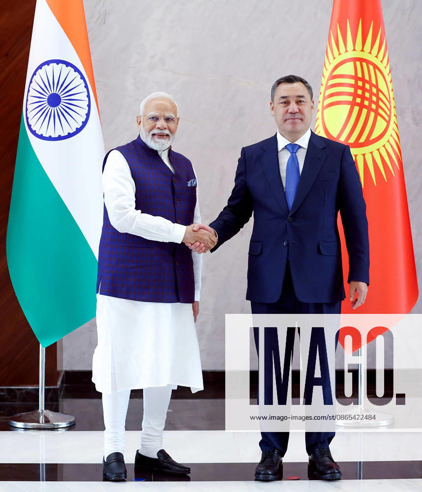 PM Modi meets Kyrgyzstan s President, Sadyr Japarov Bishkek Kyrgyzstan , Aug 31 (ANI): Prime Minister Narendra Modi meets with Kyrgyzstan s President, Sadyr Japarov, in Bishkek on Monday. (Narendra Modi Photo Gallery ANI Photo) Bishkek Kyrgyzstan