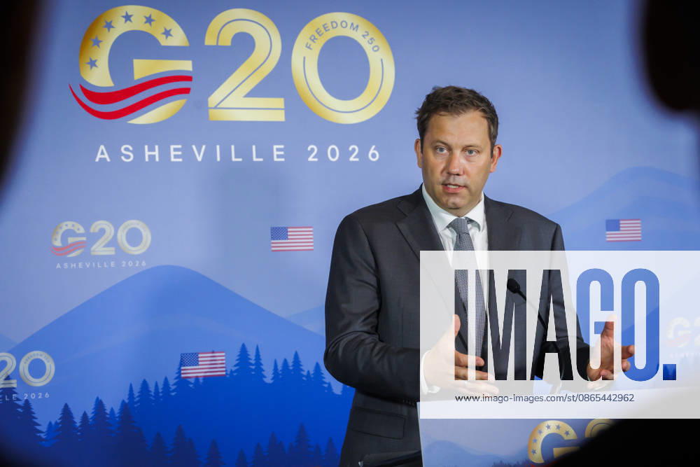 Lars Klingbeil, Federal Minister of Finance, photographed during the G20 meeting of finance ministers and central bank governors here during a press statement in Asheville, August 31, 2026. Photographed on behalf of the Federal Ministry of Finance in Asheville, United States of America