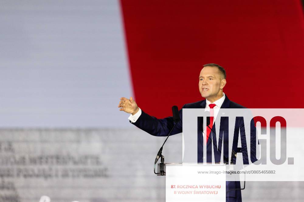 Polish President Karol Nawrocki delivers a speech during a ceremony marking the 87th anniversary of the outbreak of World War II at Westerplatte. The ceremony commemorates the beginning of the German invasion of Poland on September 1 1939 Gdansk Poland - ZUMAl194 20260901_zip_l194_001