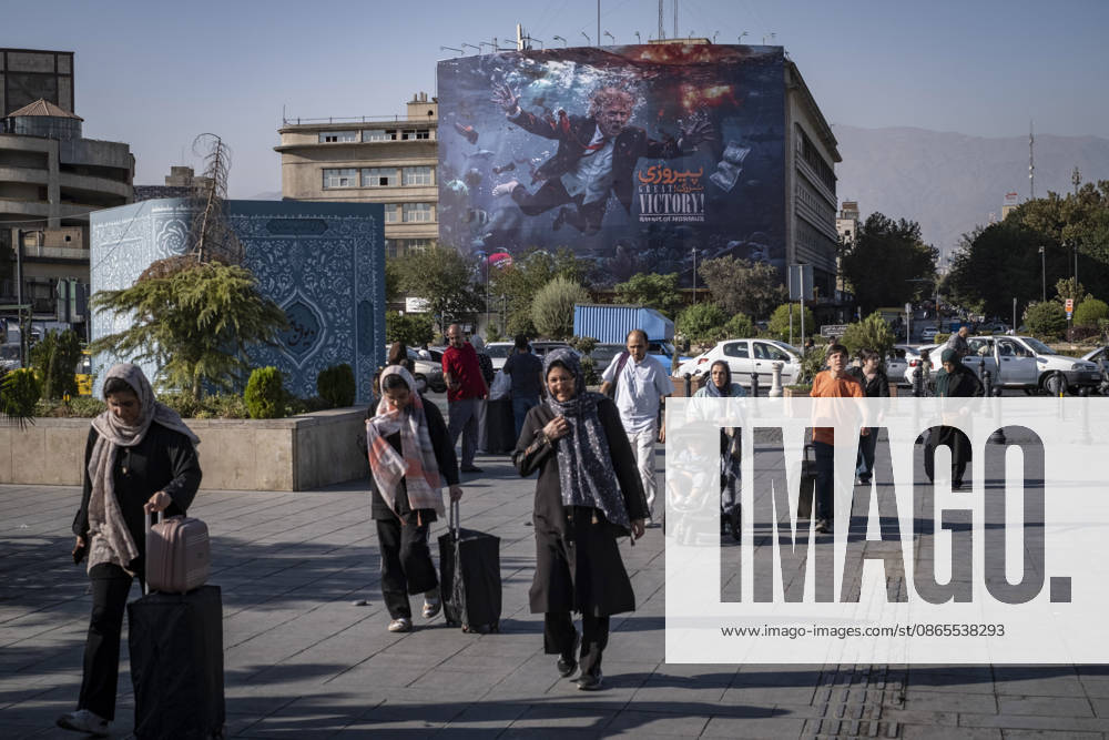 Anti Trump New Billboard In Tehran Iranian passengers push their belongings as they walk beneath a new anti-U.S. billboard featuring President Donald Trump alongside a slogan reading, Great Victory, Strait of Hormuz , outside a train station in southern Tehran, Iran, on September 1, 2026. U.S. forces struck two Iranian military launchers on Larak Island in the Strait of Hormuz on August 30, in the first reported U.S. attack on Iranian territory since late July. Tehran Tehran Iran