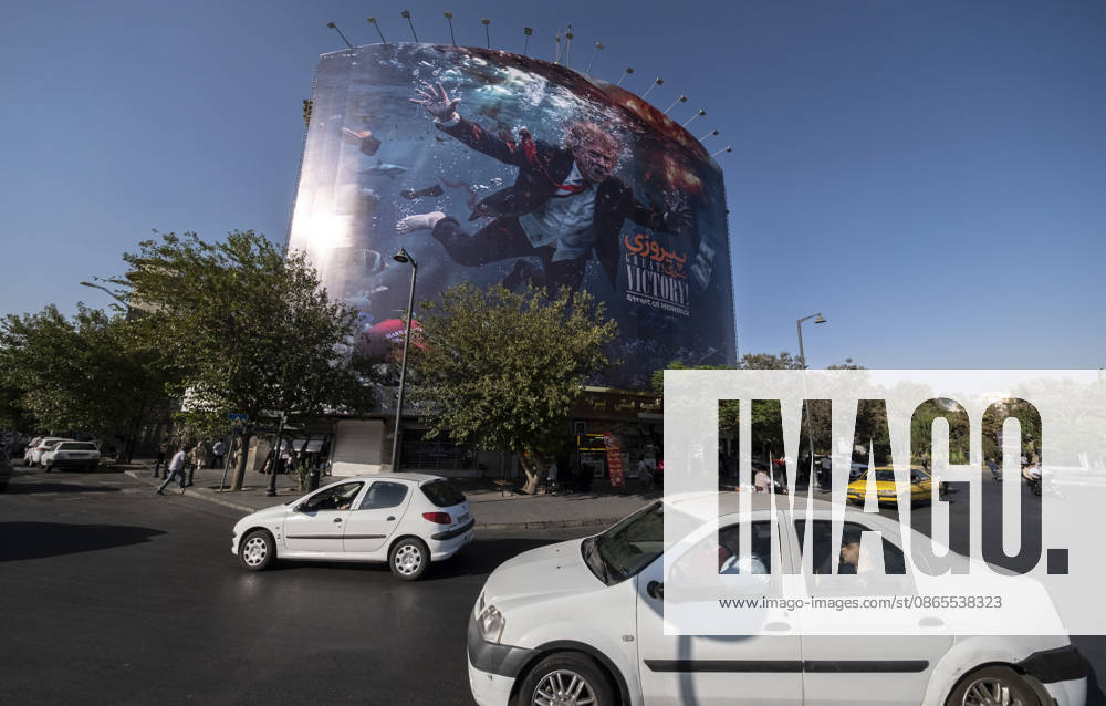 Anti Trump New Billboard In Tehran Vehicles move along a street beneath a billboard featuring President Donald Trump and the slogan Great Victory, Strait of Hormuz in southern Tehran, Iran, on September 1, 2026. The billboard appears amid tensions between Iran and the United States, following U.S. military strikes on two Iranian launchers on Larak Island in the Strait of Hormuz on August 30, the first reported U.S. attack on Iranian territory since late July. Tehran Tehran Iran