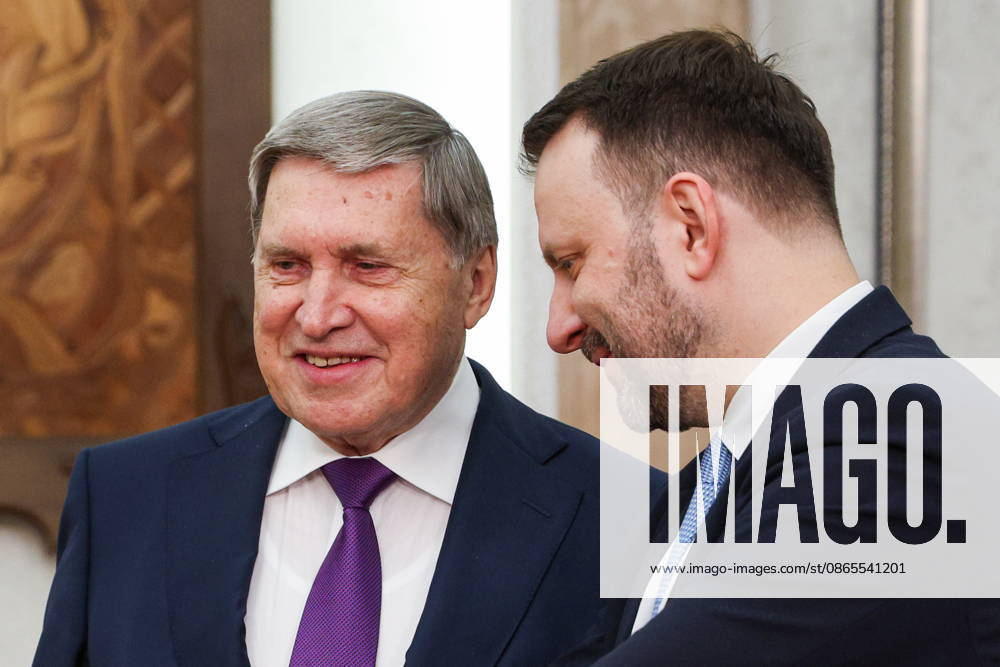 KYRGYZSTAN, BISHKEK - SEPTEMBER 1, 2026: Russian President Putin s adviser Yuri Ushakov (L) and Russia s Deputy Chief of Staff of the Presidential Executive Office Maxim Oreshkin are seen during a meeting between Russia s President Putin and Armenia s Prime Minister Pashinyan at the Ala Archa State Residence on the sidelines of the 2026 Shanghai Cooperation Organisation (SCO) Summit. Vyacheslav Prokofyev Russian Presidential Press and Information Office TASS 96946018