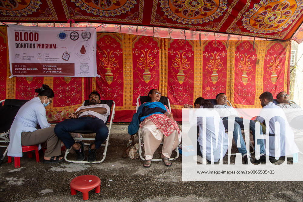 Volunteers donate blood during a humanitarian donation camp organized at Tribhuvan University Teaching Hospital (TUTH) in Kathmandu. Medical staff and volunteers gathered to support relief efforts and meet the urgent demand for blood supplies following severe flooding across parts of the country. Kathmandu Nepal - ZUMAs197 20260901_aaa_s197_184