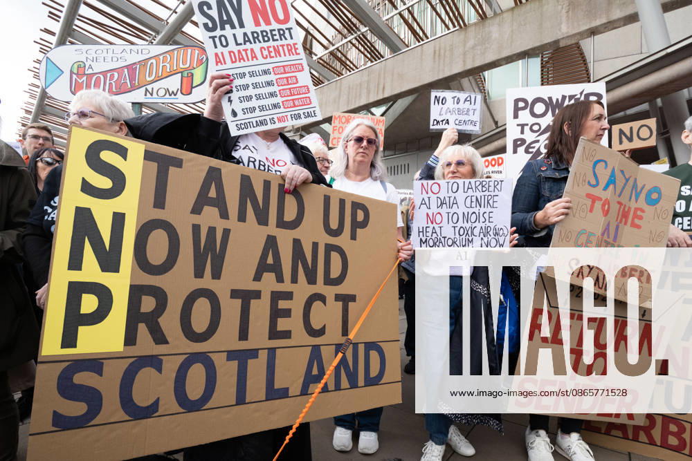 Campaign group Action To Protect Rural Scotland, along with representatives from fourteen local campaign groups opposed to proposed AI data centres, held a protest outside the Scottish Parliament in Edinburgh. Campaigners are calling for an immediate moratorium on hyperscale data centres, arguing that they could place unprecedented demands on Scotlands electricity infrastructure and have environmental consequences for nearby communities. Edinburgh UK - ZUMAs357 20260903_zip_s357_007