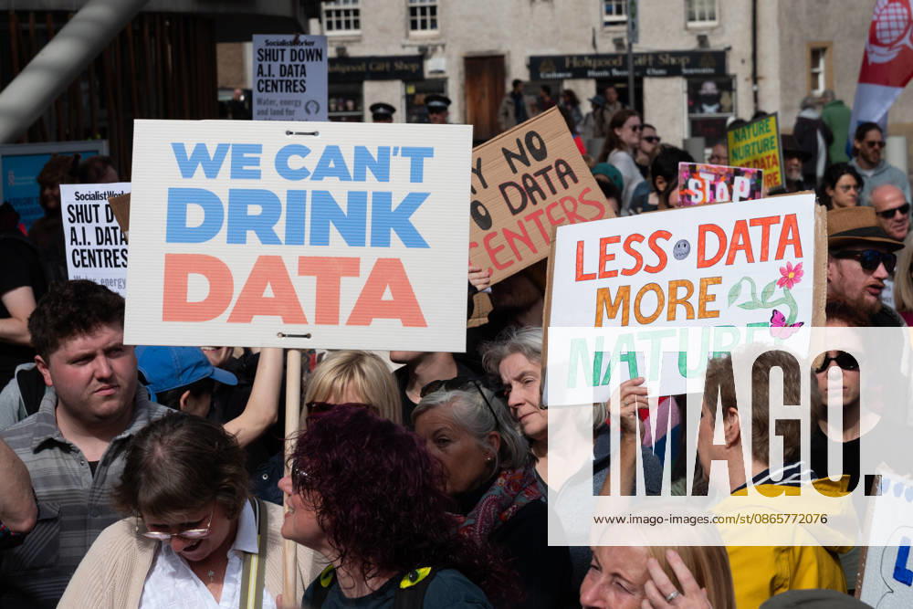 Campaign group Action To Protect Rural Scotland, along with representatives from fourteen local campaign groups opposed to proposed AI data centres, held a protest outside the Scottish Parliament in Edinburgh. Campaigners are calling for an immediate moratorium on hyperscale data centres, arguing that they could place unprecedented demands on Scotlands electricity infrastructure and have environmental consequences for nearby communities. Edinburgh UK - ZUMAs357 20260903_zip_s357_034