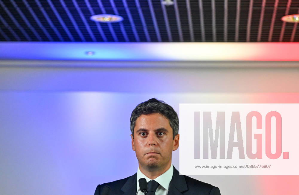 Gabriel Attal, secretary-general of the Renaissance party and candidate in the upcoming presidential election, speaks at a press conference to introduce his campaign team at the Renaissance headquarters in Paris, France, on September 3, 2026 Christian Liewig Bestimage General Secretary of the French centrist party Renaissance and upcoming presidential election candidate Gabriel Attal during a press conference to present his campaign team at the Renaissance headquarters in Paris, France, on September 3, 2026 Paris, France