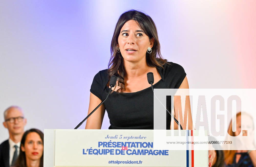 Rachel Flore Pardo, a lawyer and member of the Renaissance party’s presidential campaign team; Gabriel Attal, secretary-general of the Renaissance party and candidate in the upcoming presidential election, speaks at a press conference to introduce his campaign team at the Renaissance headquarters in Paris, France, on September 3, 2026 Christian Liewig Bestimage General Secretary of the French centrist party Renaissance and upcoming presidential election candidate Gabriel Attal during a press conference to present his campaign team at the Renaissance headquarters in Paris, France, on September 3, 2026 Paris France