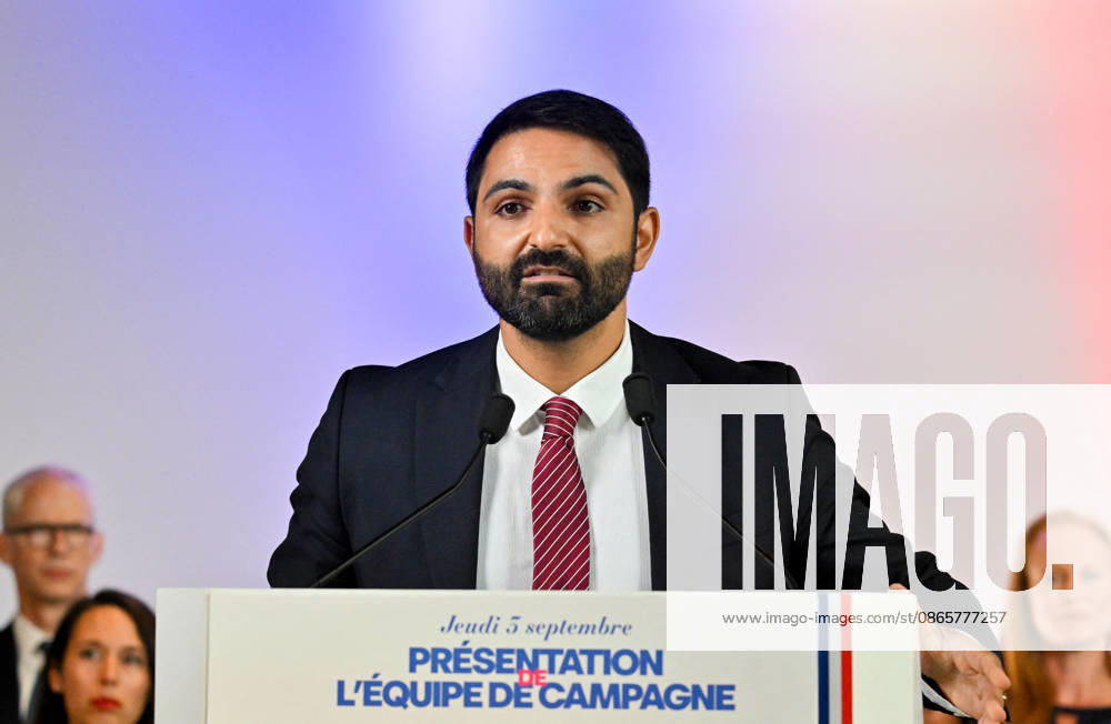 Jad Zahab, a French essayist, spokesperson, and national secretary of the Renaissance party, and a member of the Renaissance party’s presidential campaign team; Gabriel Attal, secretary-general of the Renaissance party and candidate in the upcoming presidential election, speaks during a press conference to introduce his campaign team at the Renaissance headquarters in Paris, France, on September 3, 2026 Christian Liewig Bestimage General Secretary of the French centrist party Renaissance and upcoming presidential election candidate Gabriel Attal during a press conference to present his campaign team at the Renaissance headquarters in Paris, France, on September 3, 2026 Paris France