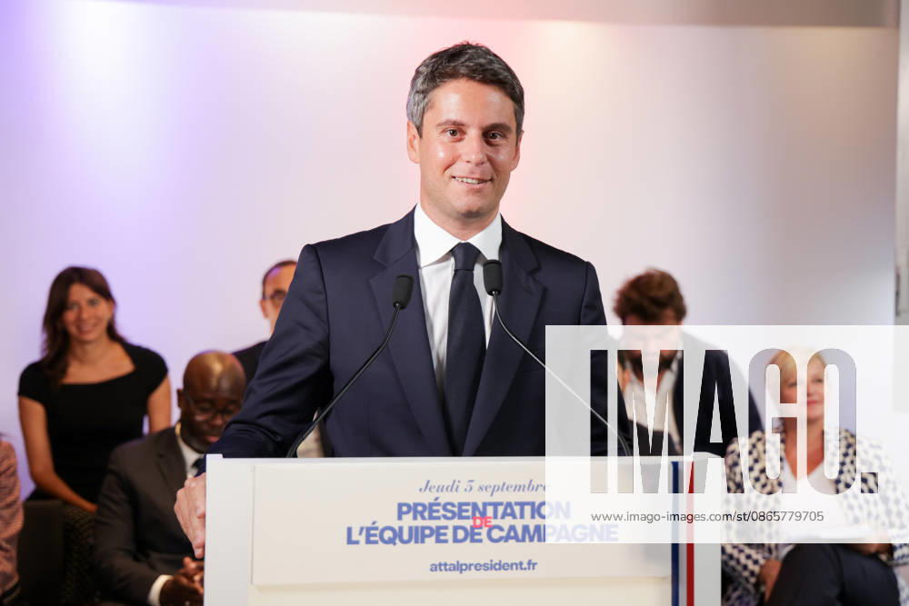Gabriel Attal during the presentation of his campaign team at the Renaissance headquarters Gabriel Attal presents his campaign team at the Renaissance headquarters 459368 September 3, 2026 France