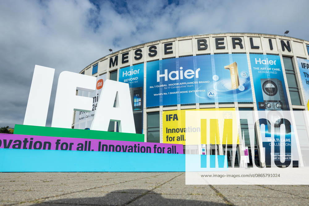 Highlights from IFA 2026 in Berlin, Germany, on September 3, 2026. 3D IFA logo at the entrance to Messe Süd.
