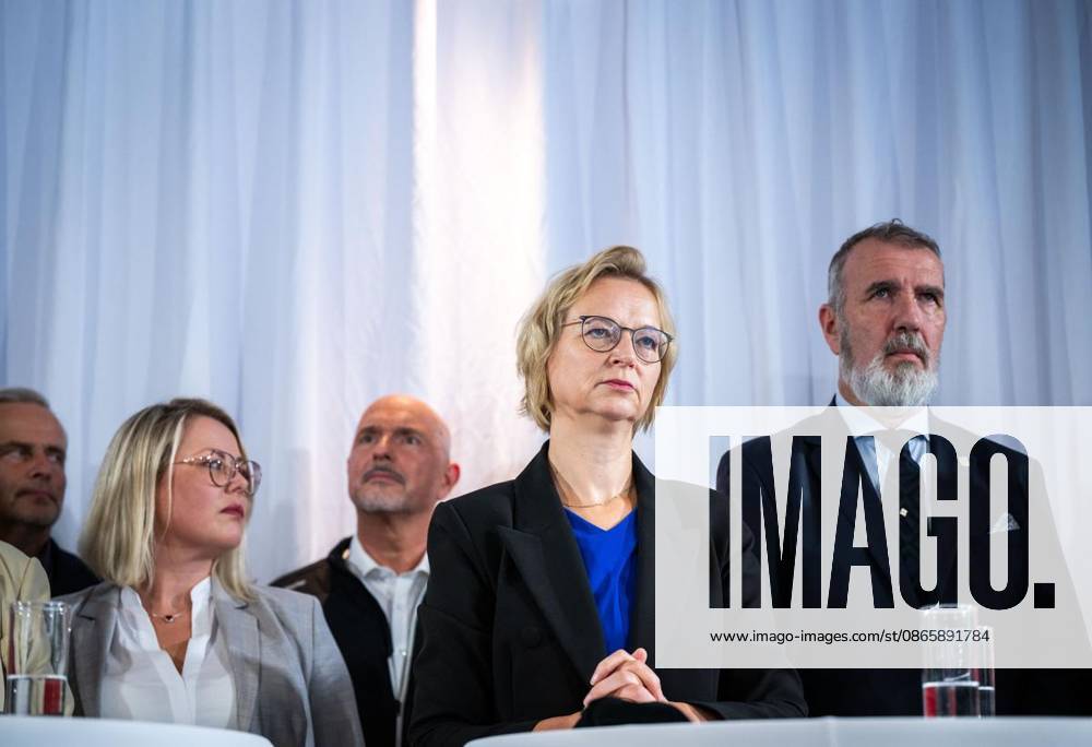 BSW THURINGIA PRESS CONFERENCE ** ** ** September 4, 2026, Erfurt: Katja Wolf (BSW), Deputy Minister-President, Sigrid Hupach BSW, parliamentary group leader, Steffen Schütz BSW, and other members of the former BSW parliamentary group an