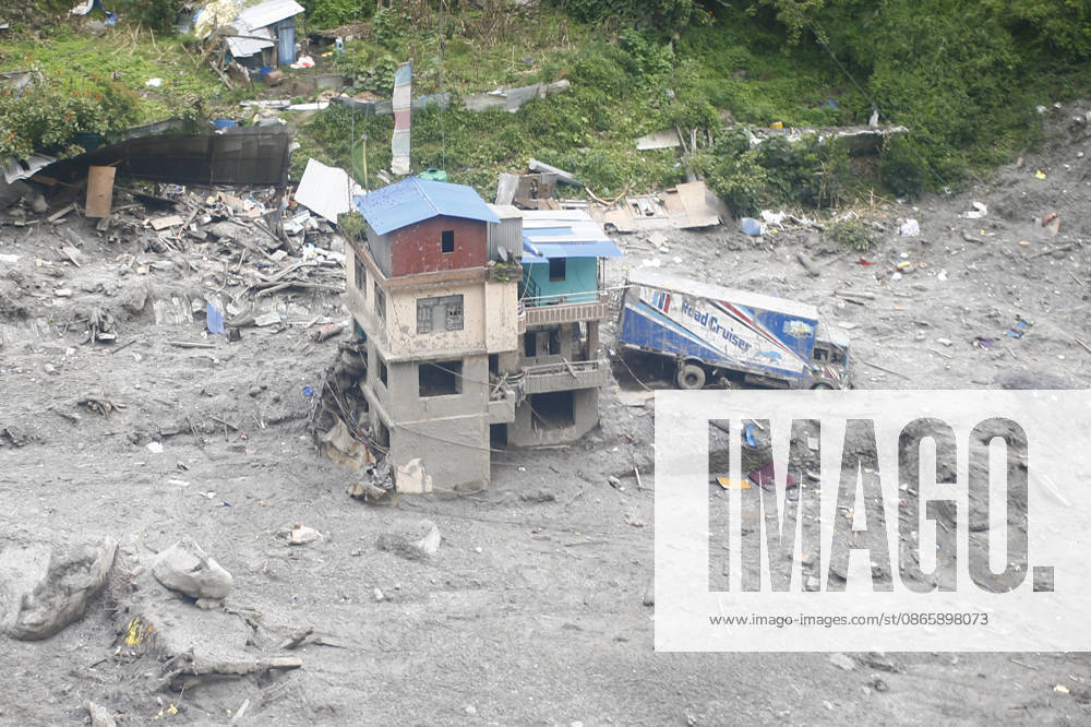 An aerial view from a Nepal Army MI-17 helicopter shows villages devastated by flash floods in Timure, near the Nepal-China border, in Rasuwa district, Nepal, on Friday, September 4, 2026. The floods have left 1,287 people dead and 5,083 missing, while 13,093 people have been rescued as search and rescue operations continue. Rasuwa Nepal - ZUMAg200 20270904_zap_g200_008