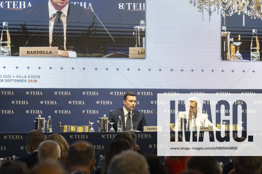Jordan Bardella at the TEHA 2026 - Cernobbio The speech of MEP Jordan Bardella, president of Rassemblement National at the TEHA 2026 Forum, The European House Ambrosetti Forum 2026, Intelligence on the World, Europe, and Italy, on September 5, 2026, at Villa d Este in Cernobbio, Como, Italy. Photo by Francesco Enriquez IPA ABACAPRESS.COM Como Italy