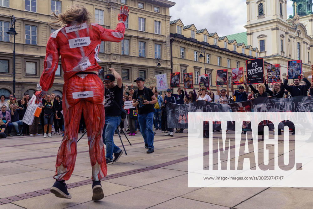 An animal liberation march took place through the streets of Warsaw. About a thousand people protested in defence of animal rights. Warsaw Poland