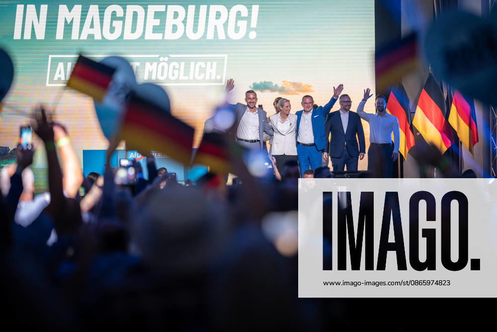 Start of the closing event featuring, among others, Ulrich Siegmung, Alice Weidel, Tino Chrupalla, and Sebastian Münzenmaier—Saxony-Anhalt state election—AfD closing event in Magdeburg, Magdeburg, Saxony-Anhalt, Germany, AMO Culture and Congress Center