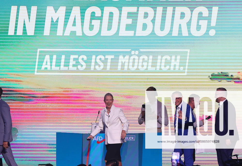 Alice Weidel , AfD Wahlkampfabschluss in Magdeburg , Sachsen-Anhalt , Deutschland . September 05 , 2026 . Photo by: Davide Elias IPA Photo Pressefoto DENL