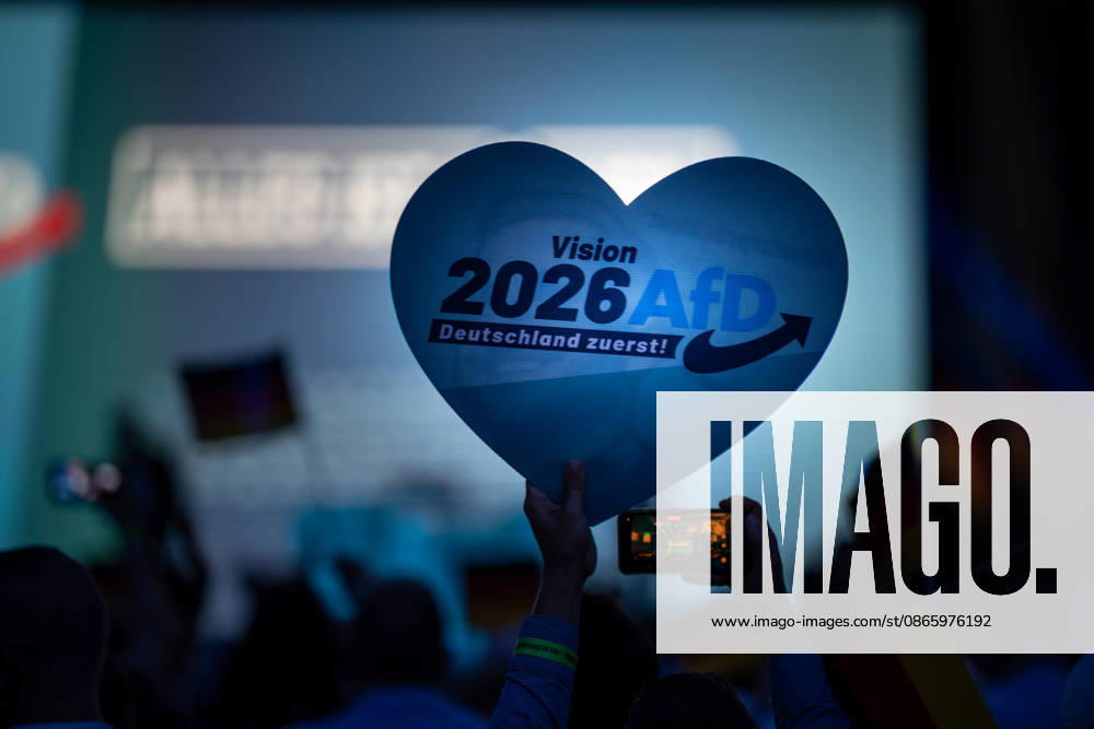 View of the event hall during the Saxony-Anhalt state election closing event hosted by the AfD in Magdeburg, Magdeburg, Saxony-Anhalt, Germany, at the AMO Culture and Convention Center