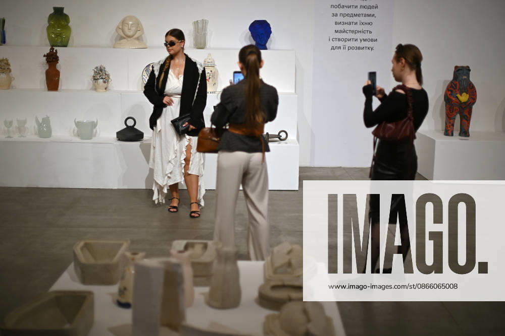 A woman poses at the spatial exhibition Behind the Craft, dedicated to Ukrainian crafts and their reinterpretation by contemporary designers, during Ukrainian Fashion Week SS27 at the Mystetskyi Arsenal National Cultural, Art and Museum Complex, Kyiv, Ukraine, September 5, 2026.(Photo by Yevhen Kotenko Ukrinform) Guests visit Ukrainian Fashion Week SS27 in Kyiv