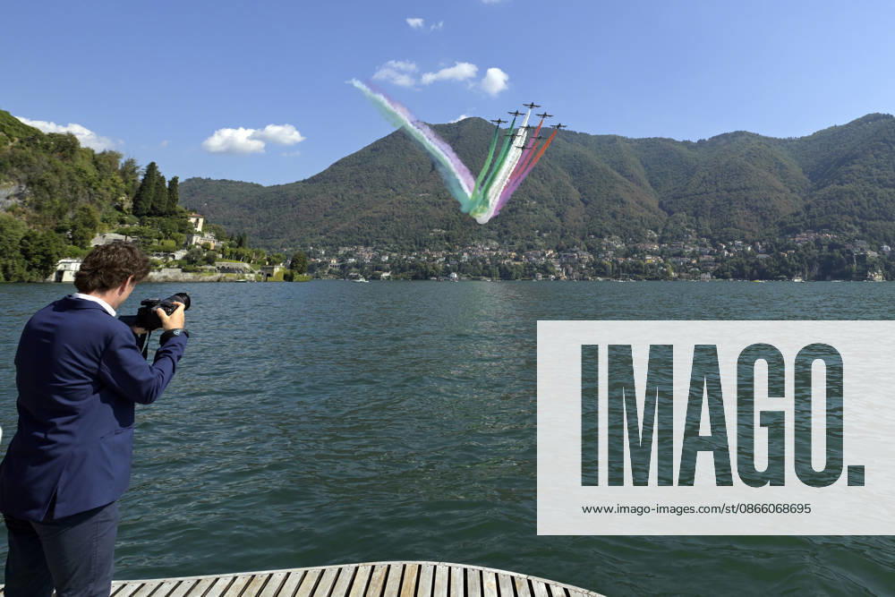 Photo by Mario Romano, IPP Cernobbio, Sept. 6, 2026, Ambrosetti Cernobbio THEA 2026. The photo shows the Frecce Tricolori flying over Lake Como, Italy. Photo Press World. Copyright Ambrosetti Cernobbio THEA 2026