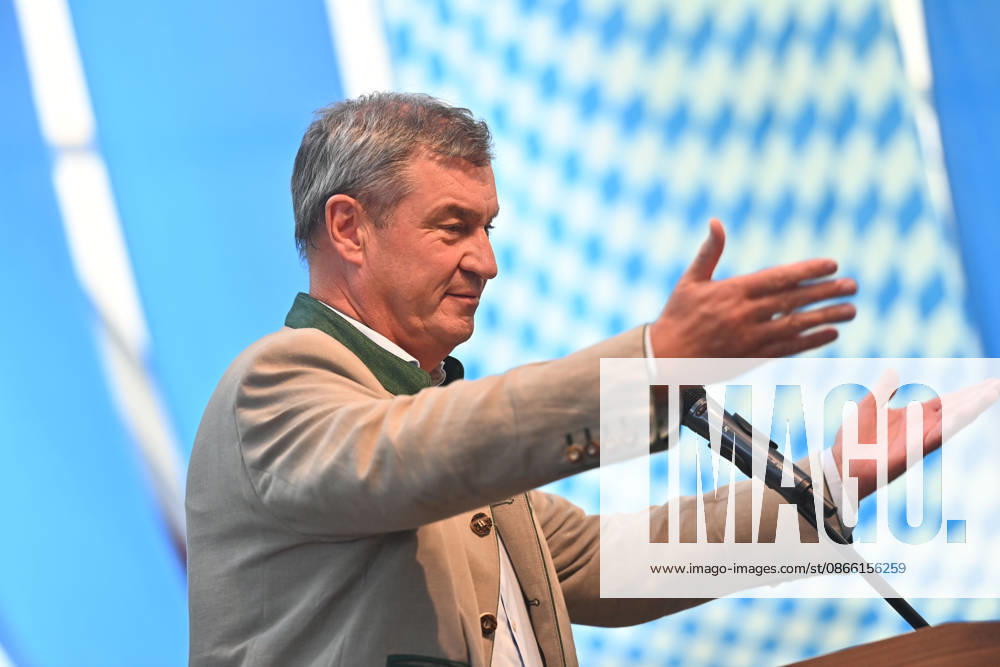 Speech by Markus SOEDER, Minister-President of Bavaria and CSU Chairman; single image, cropped single shot, portrait, Political Gillamoos on September 7, 2026, in Abensberg,