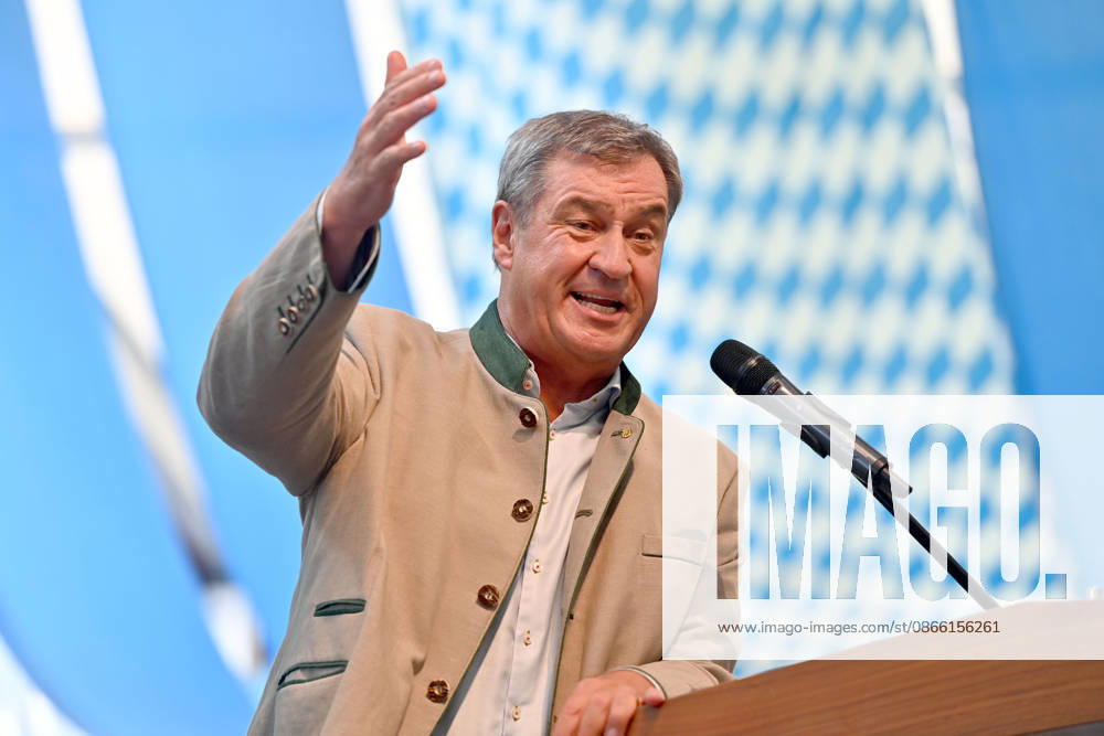 Speech by Markus SOEDER, Minister-President of Bavaria and CSU Chairman; single image, cropped single shot, portrait, Political Gillamoos on September 7, 2026, in Abensberg,