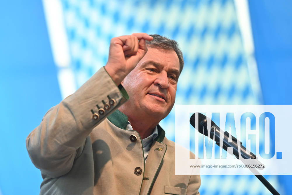Speech by Markus SOEDER, Minister-President of Bavaria and CSU Chairman; single image, cropped single subject, portrait, political Gillamoos on September 7, 2026, in Abensberg,