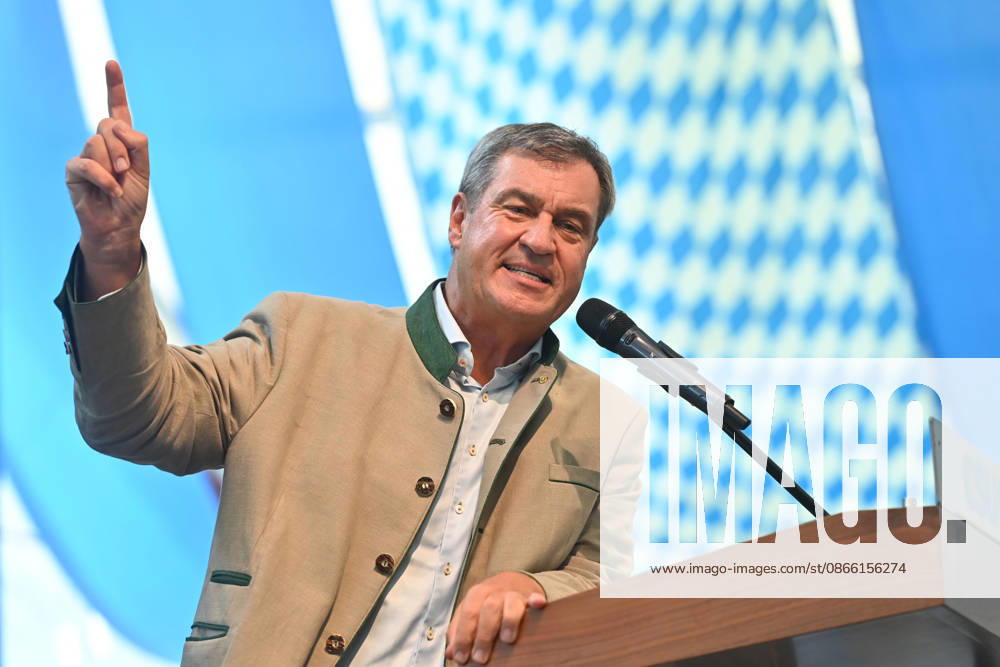 Speech by Markus SOEDER, Minister-President of Bavaria and CSU Chairman; single image, cropped single subject, portrait, political Gillamoos on September 7, 2026, in Abensberg,