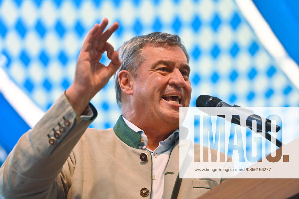 Speech by Markus SOEDER, Minister-President of Bavaria and CSU Chairman; single image, cropped single subject, portrait, political Gillamoos on September 7, 2026, in Abensberg,