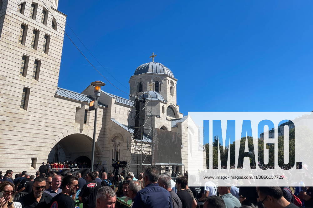 SERBIA, BELGRADE - SEPTEMBER 7, 2026: Mourners gather for a funeral service for General Ratko Mladic (1942-2026), commander of the Army of Republika Srpska in the Bosnian War, at the Church of St Luke the Holy Apostle and Evangelist. Mladic passed away in The Hague on August 27 after 15 years of his life sentence. Ivan Popov TASS 97282068