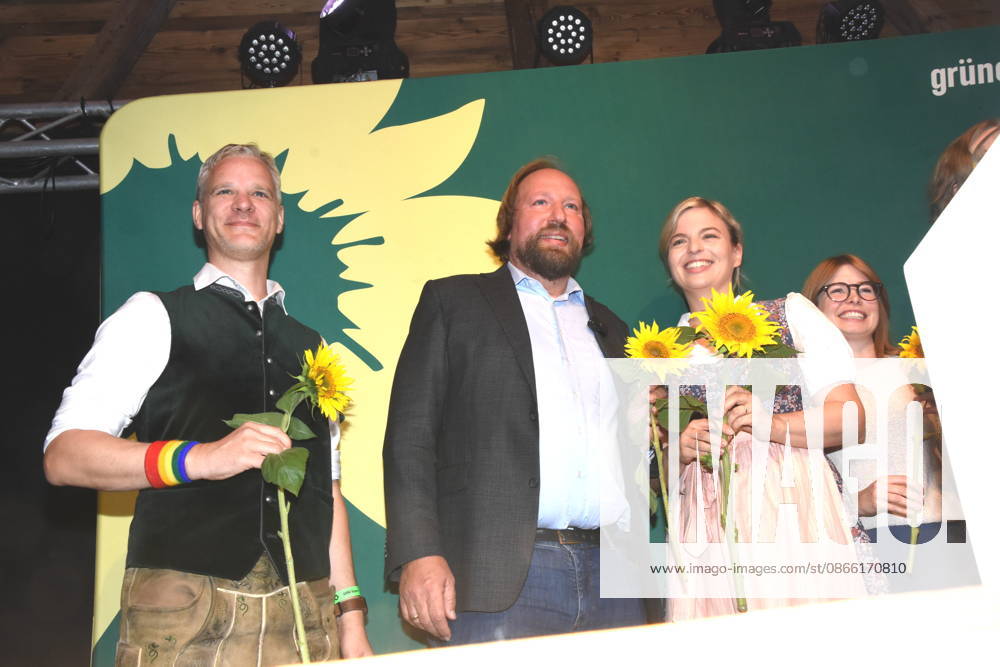 Klaus Heid, FDP Local Chapter Spokesperson for Abendsberg; Dr. Anton Hofreiter,Member of the German Bundestag and Chair of the European Affairs Committee; Katharina Schulze, Chair of the Bavarian Greens’ parliamentary group in the State Parliament; Abendsberg, September 7, 2026; Political morning pint at the Gillamoos in the wine tent of Alliance 90 The Greens; Photo: Abendsberg