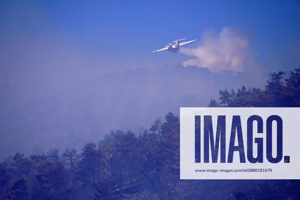 Wildfire in Mugla MUGLA, TURKIYE - SEPTEMBER 7: Firefighting aircraft continue cooling operations after a forest fire that broke out in the Mentese district and spread to the Ula district was largely brought under control following aerial and ground intervention in Mugla, Turkiye, on September 7, 2026. Osman Akca Anadolu Mugla Turkey. Editorial use only. Please get in touch for any other usage.