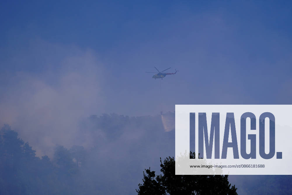 Wildfire in Mugla MUGLA, TURKIYE - SEPTEMBER 7: Firefighting aircraft continue cooling operations after a forest fire that broke out in the Mentese district and spread to the Ula district was largely brought under control following aerial and ground intervention in Mugla, Turkiye, on September 7, 2026. Osman Akca Anadolu Mugla Turkey. Editorial use only. Please get in touch for any other usage.