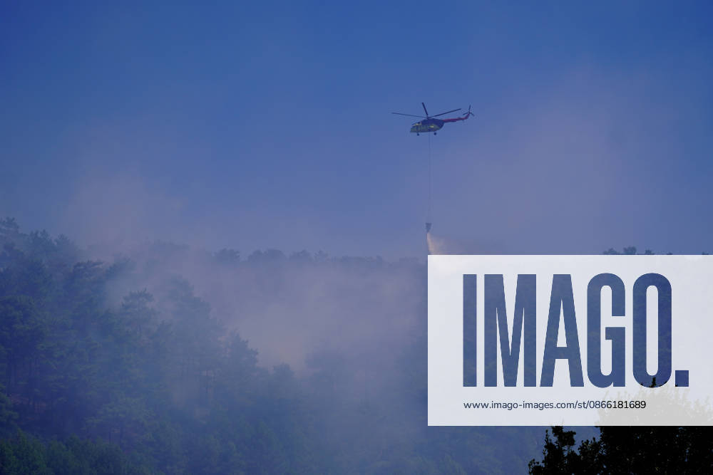 Wildfire in Mugla MUGLA, TURKIYE - SEPTEMBER 7: Firefighting aircraft continue cooling operations after a forest fire that broke out in the Mentese district and spread to the Ula district was largely brought under control following aerial and ground intervention in Mugla, Turkiye, on September 7, 2026. Osman Akca Anadolu Mugla Turkey. Editorial use only. Please get in touch for any other usage.