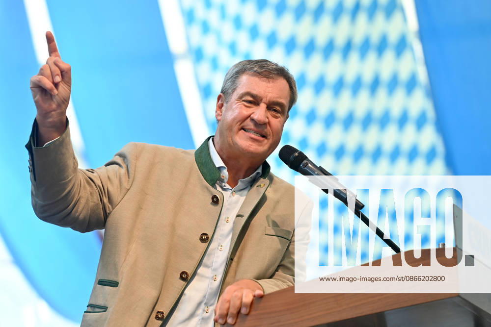 Speech by Markus SOEDER, Minister-President of Bavaria and CSU Chairman; single frame, cropped image, half-length portrait, Political Gillamoos on September 7, 2026, in Abensberg,