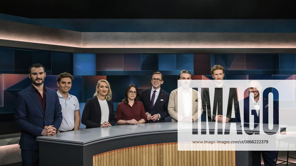 Pictured from left: Aras Badr, Hannes Kreschel, Ines Schwerdtner, Anne Hähnig, Philipp Amthor, Fabio De Masi, BSW Party Chair, Louis Klamroth, Markus Frohnmaier, GER, Berlin, Tough but Fair political talk show, TV program, hosted by Louis Klamroth, Das Erste, Topic: After the Election: How Will Saxony-Anhalt Change Germany? , September 7, 2026,