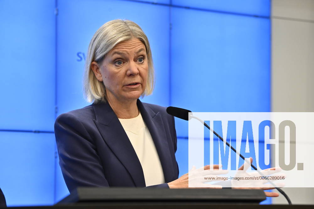 Social Democratic Party Leader Magdalena Andersson comments on the PISA results at a press conference in STOCKHOLM, SWEDEN
