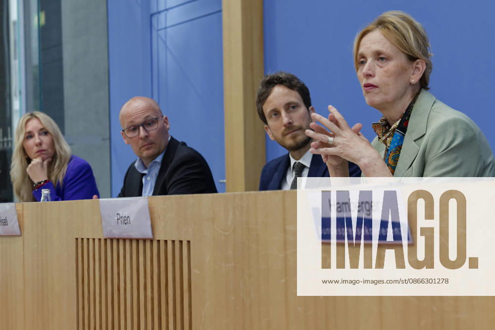 Presentation of the 2025 PISA Study, September 8, 2026, Germany, Berlin: Federal Press Conference on the Results of the 2025 PISA Study. Pictured, from left: Anna Stolz (Free Voters), President of the Conference of Education Minis