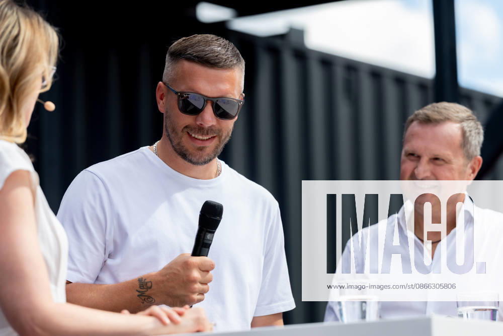 DIGITAL X 2026 at the Rheinauhafen in Cologne, September 8, 2026. Former national soccer player and 2014 World Cup champion Lukas PODOLSKI, along with Prof. Dr. Alena Buyx and Klaus Werner. Visitors learn more at DIGI