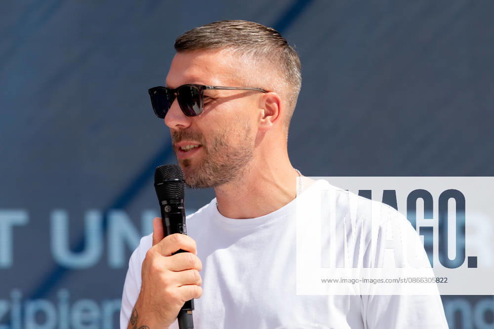 DIGITAL X 2026 at the Rheinauhafen in Cologne, September 8, 2026. Former national soccer player and 2014 World Cup champion Lukas PODOLSKI, along with Prof. Dr. Alena Buyx and Klaus Werner. Visitors learn more at DIGI