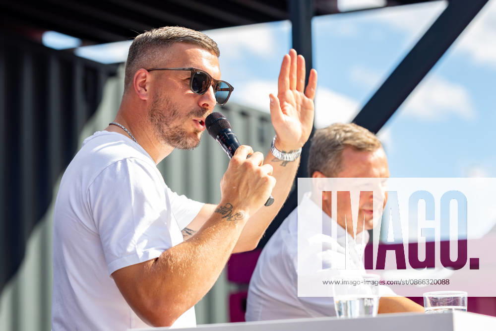 DIGITAL X 2026 at the Rheinauhafen in Cologne, September 8, 2026 Former national soccer player and 2014 World Cup champion Lukas PODOLSKI, along with Prof. Dr. Alena Buyx and Klaus Werner, visitors learn more at DIGIT
